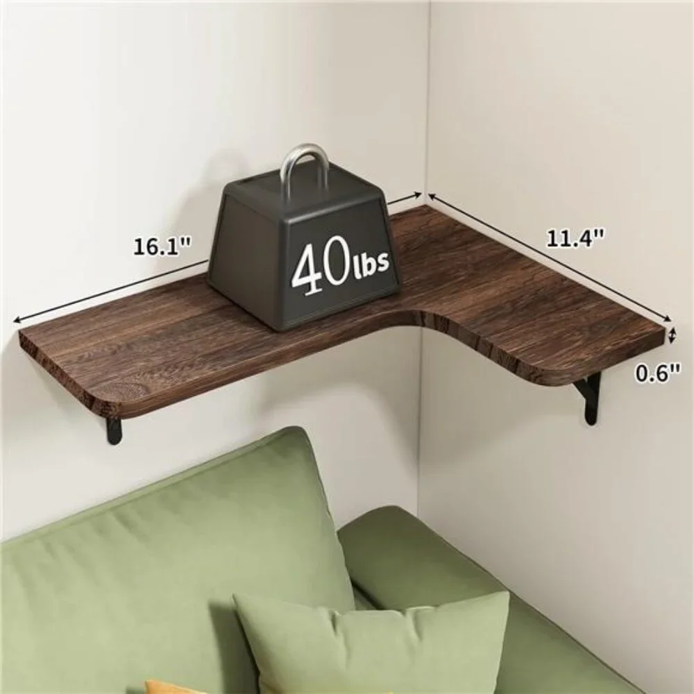 Floating Shelves for Wall, Rustic Wood Wall Mounted Corner Shelf for Bathroom